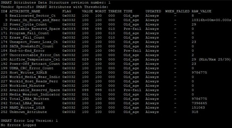 Проверить состояние жесткого диска centos